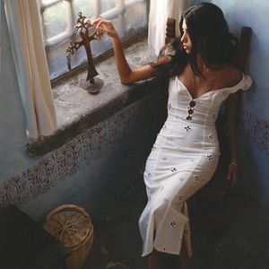 Mirror palais Eyelet Midi Lux Dress In White Cotton